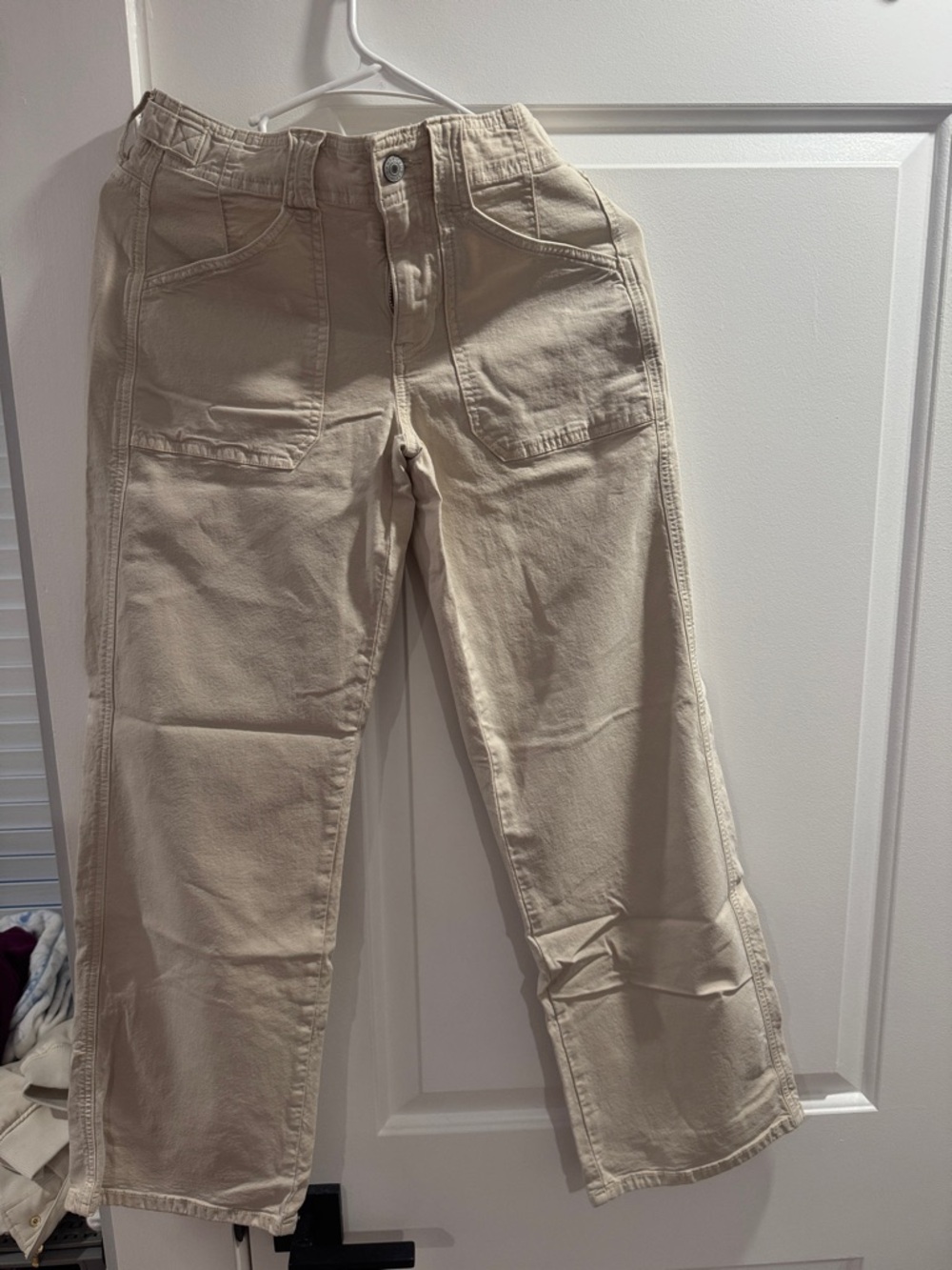 American Eagle Outfitters Cream Wide Leg Utility Pants